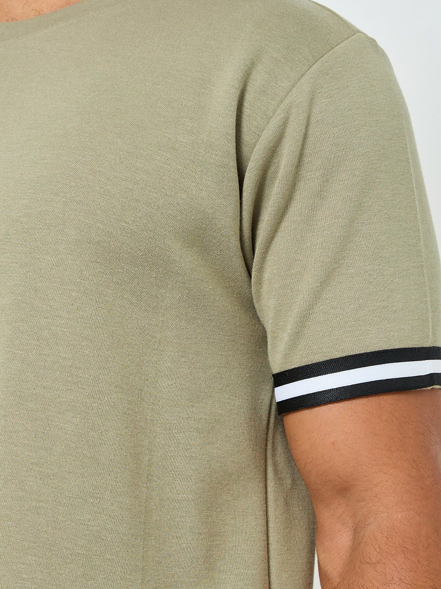 Men Taping Detail Regular Fit T-Shirt and Shorts Co-Ords