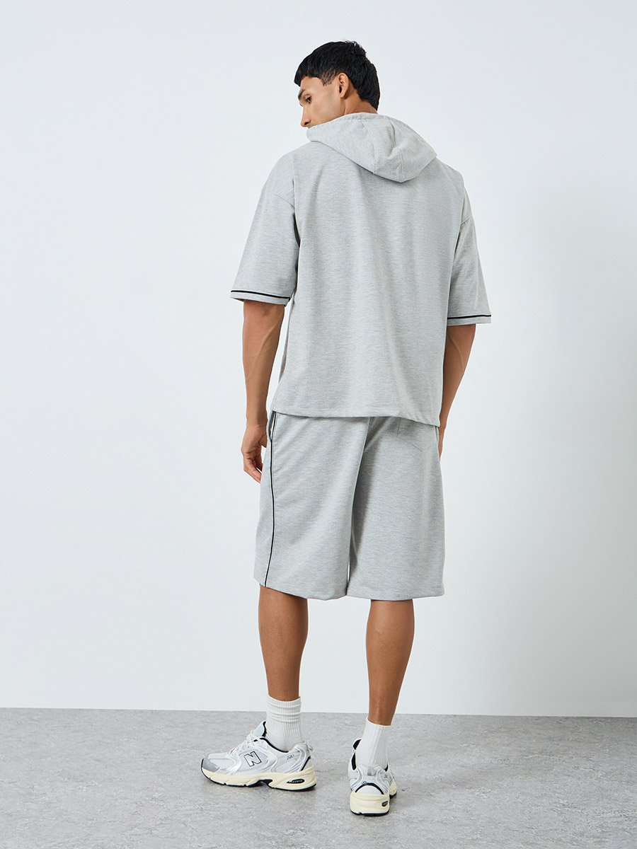 Men Hooded Oversized T-Shirt and Shorts Co-Ords