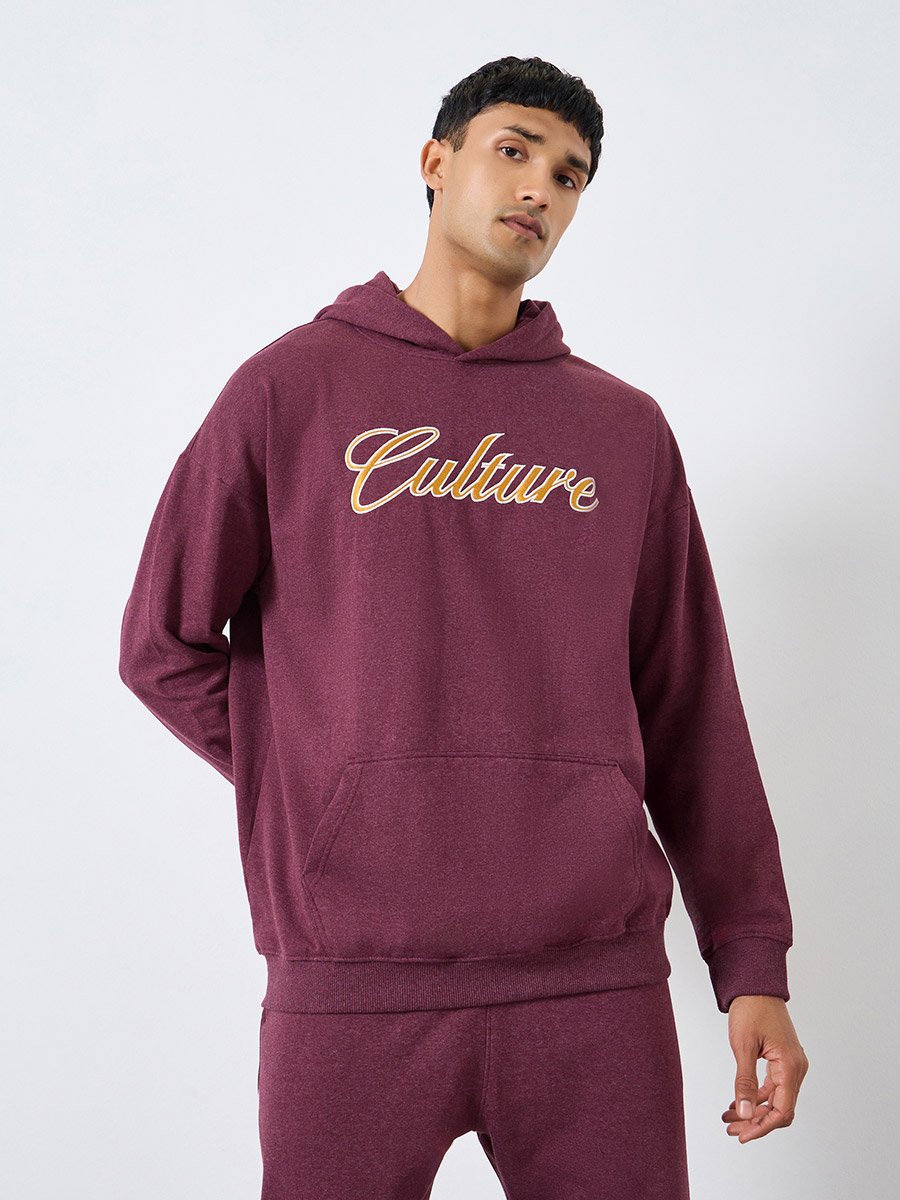 Men Purple Printed Hoodie and Joggers Co-Ords