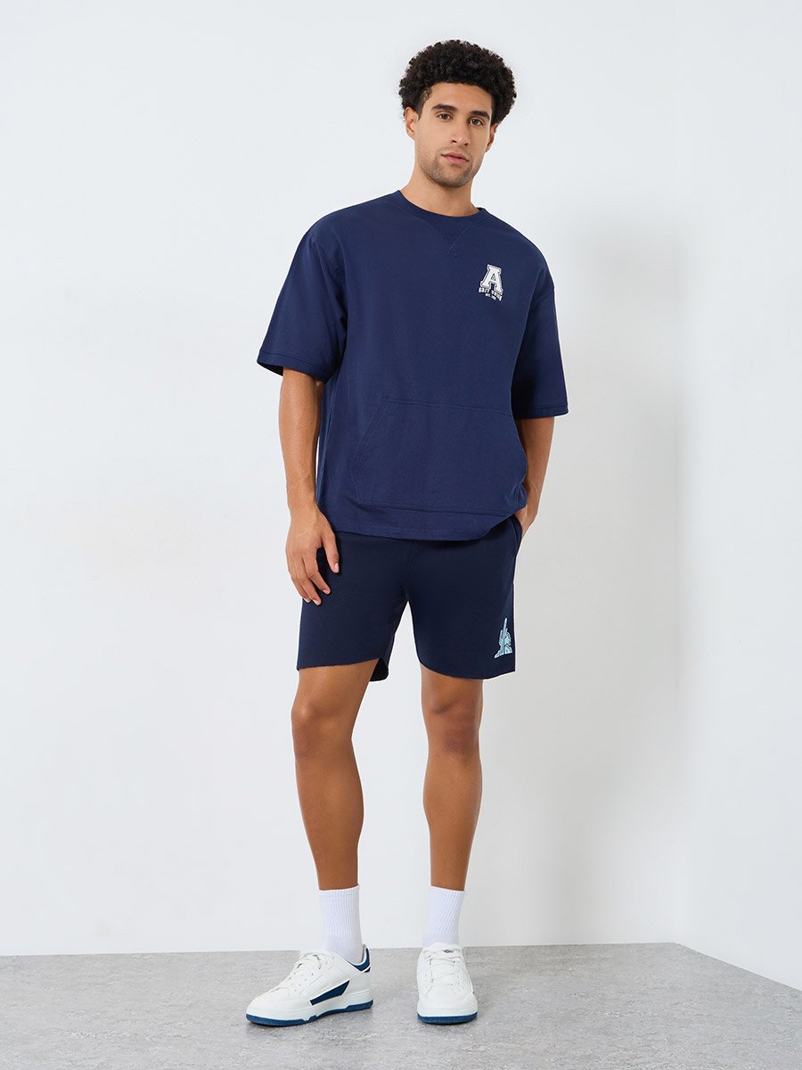 Men Regular Fit Print Detail Shorts