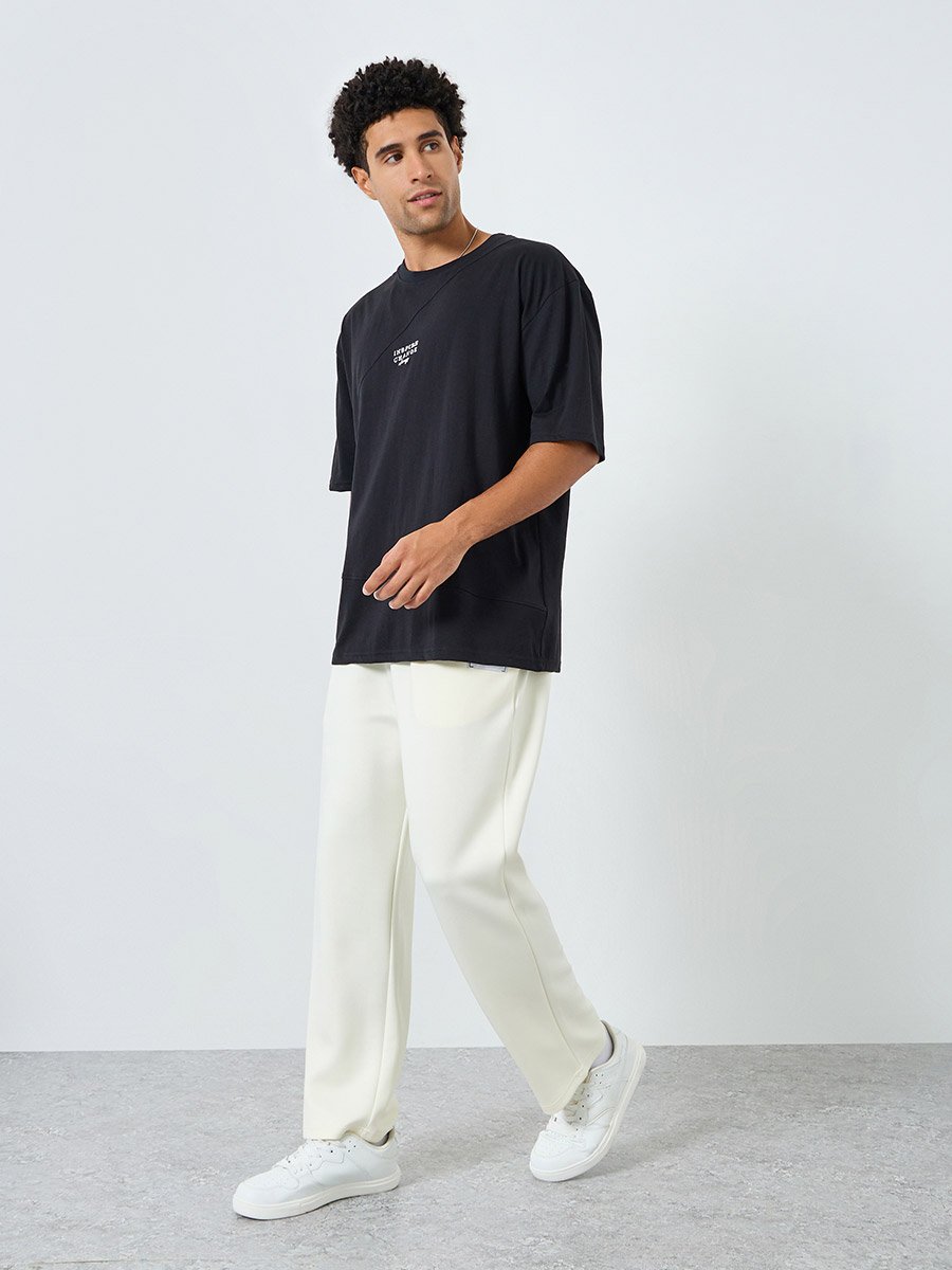 Men Cream Relaxed Fit Joggers
