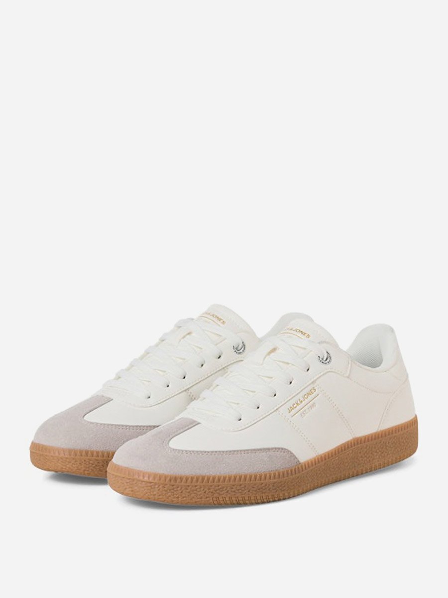 Men White Panelled Lace Up Sneakers