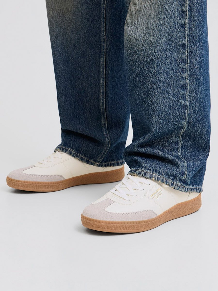 Men White Panelled Lace Up Sneakers