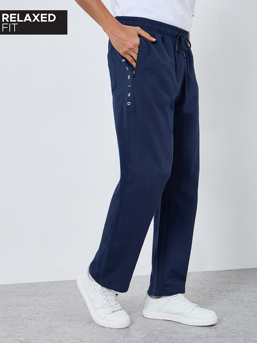 Men Navy Blue Relaxed Fit Joggers