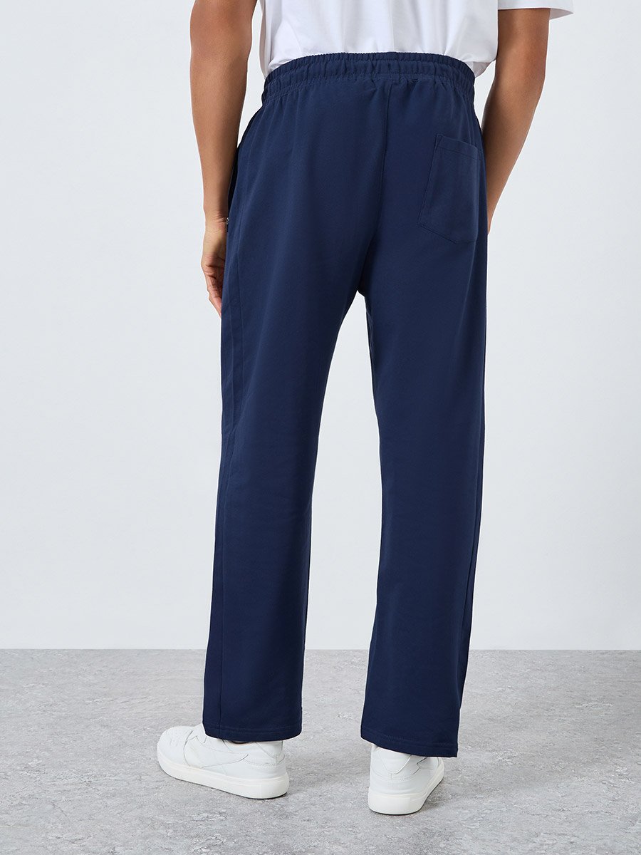 Men Navy Blue Relaxed Fit Joggers