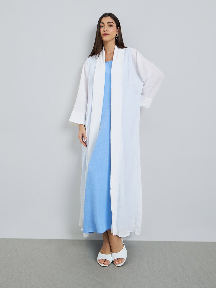Cream Open Front A-Line Abaya