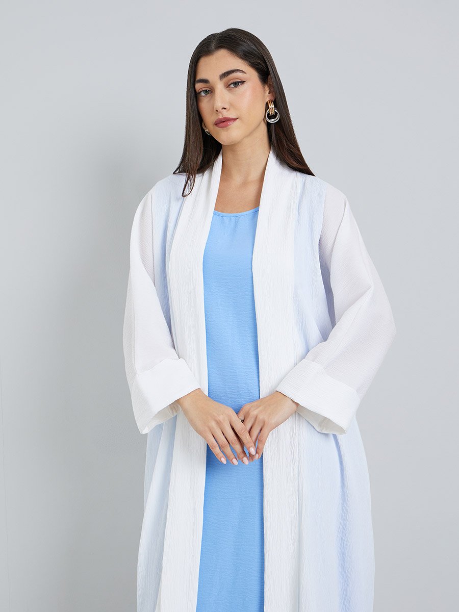 Cream Open Front A-Line Abaya