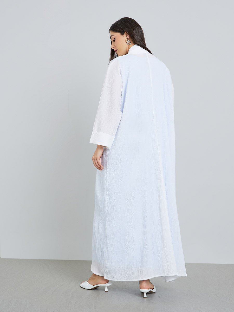 Cream Open Front A-Line Abaya