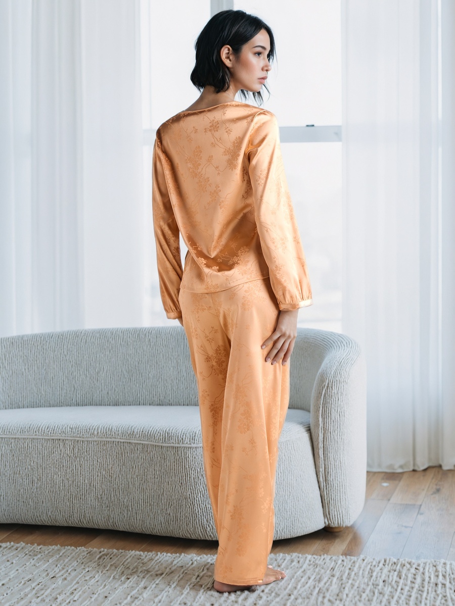Lace Trim Jacquard Pyjama Set