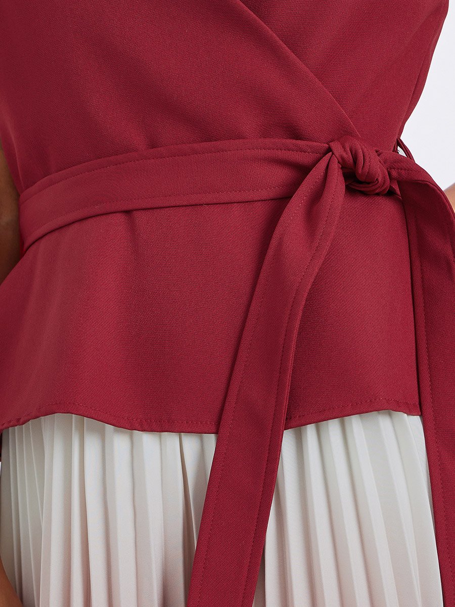 Women Ombre Look Pleated A-Line Midi Dress
