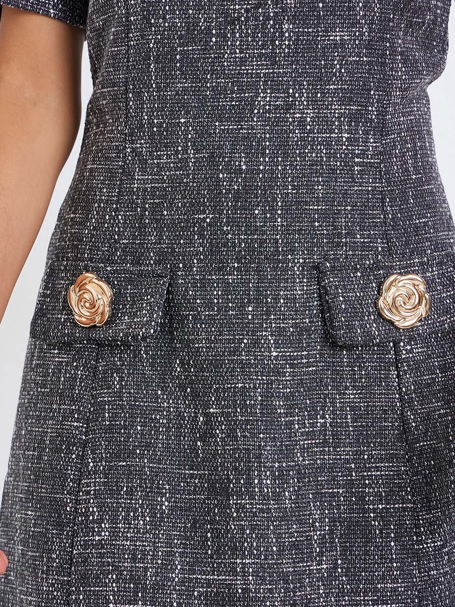 Women Tweed Look Midi Sheath Dress