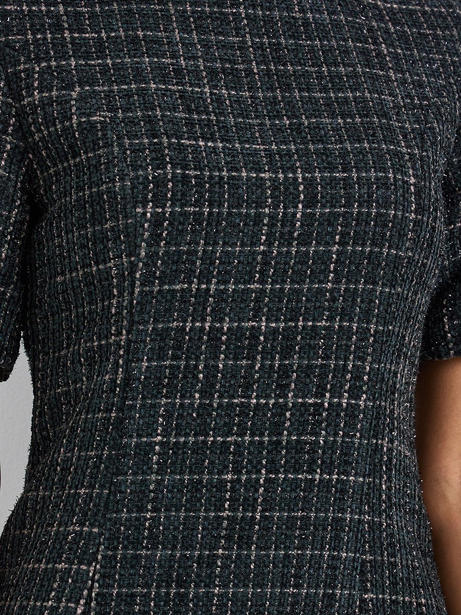 Women Tweed Look Mermaid Hem Midi Dress