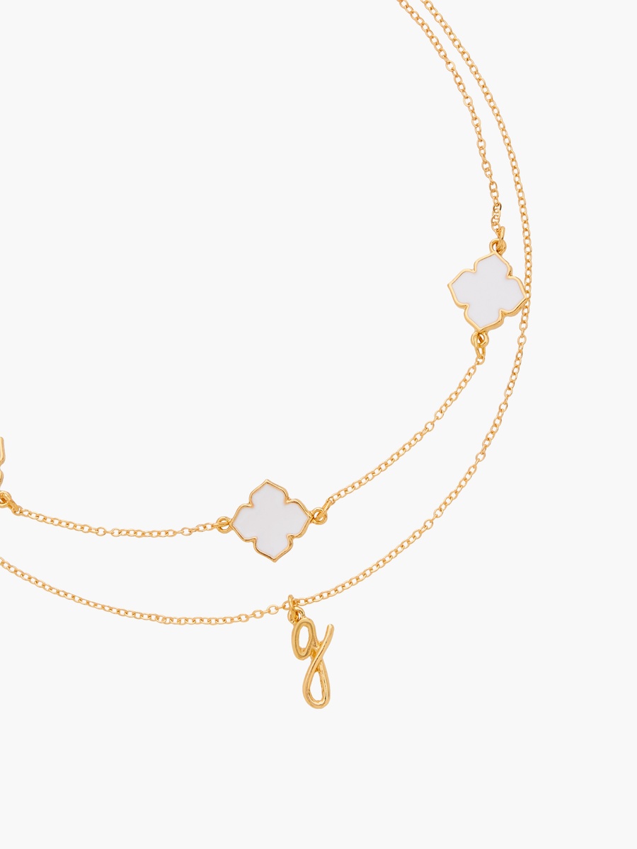 Alphabet Pendant Layered Necklace with Lobster Clasp