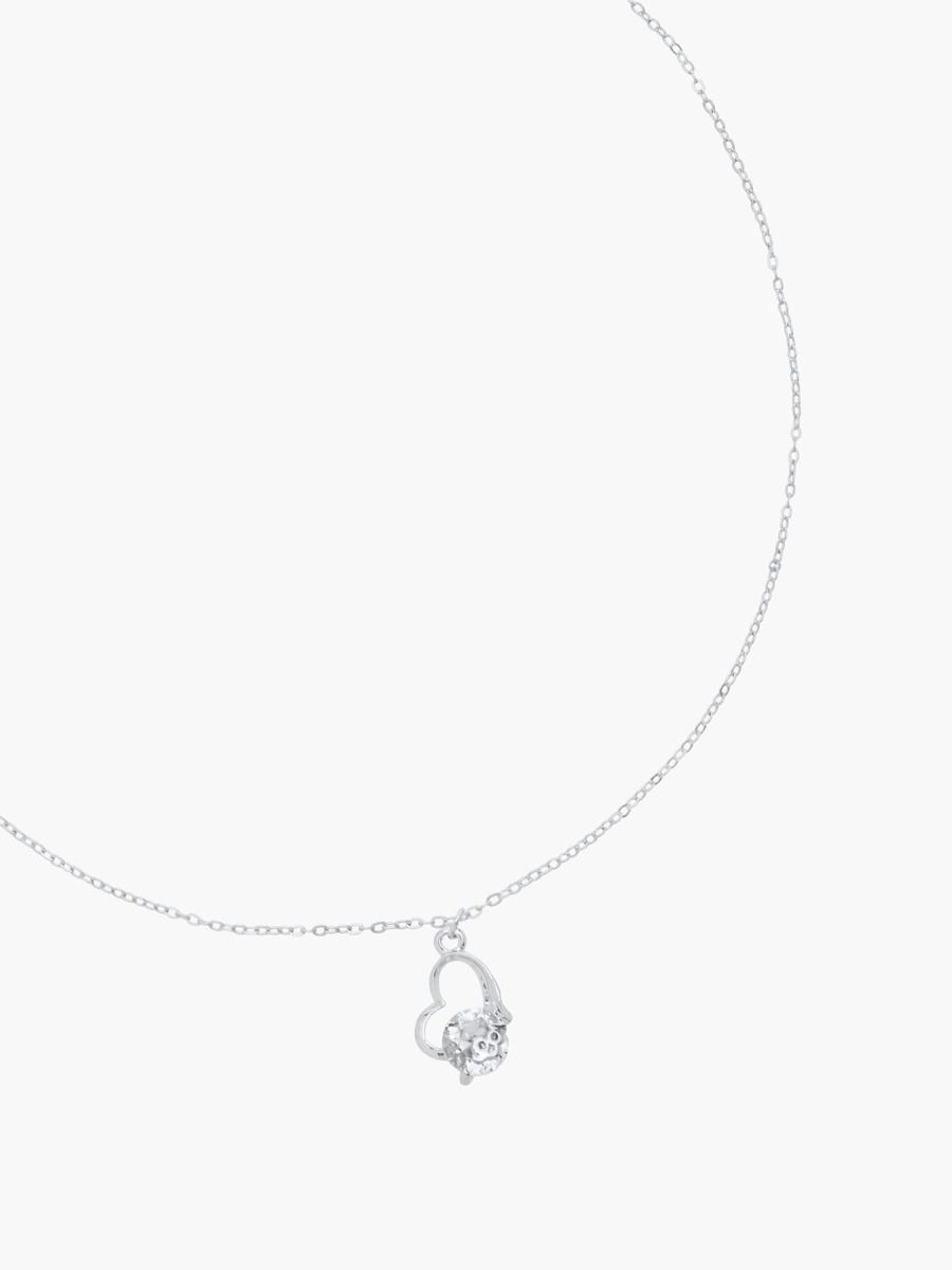 Cubic Zirconia Embellished Pendant Necklace with Lobster Clasp Closure