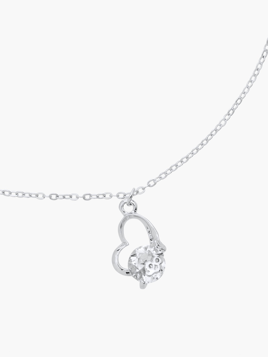 Cubic Zirconia Embellished Pendant Necklace with Lobster Clasp Closure