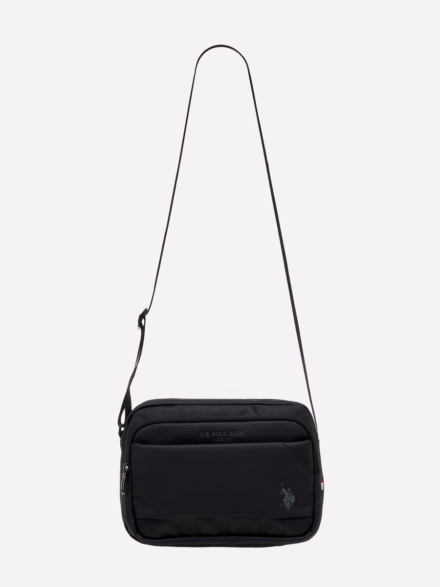 Solid Crossbody Bag with Adjustable Strap and Zip Closure