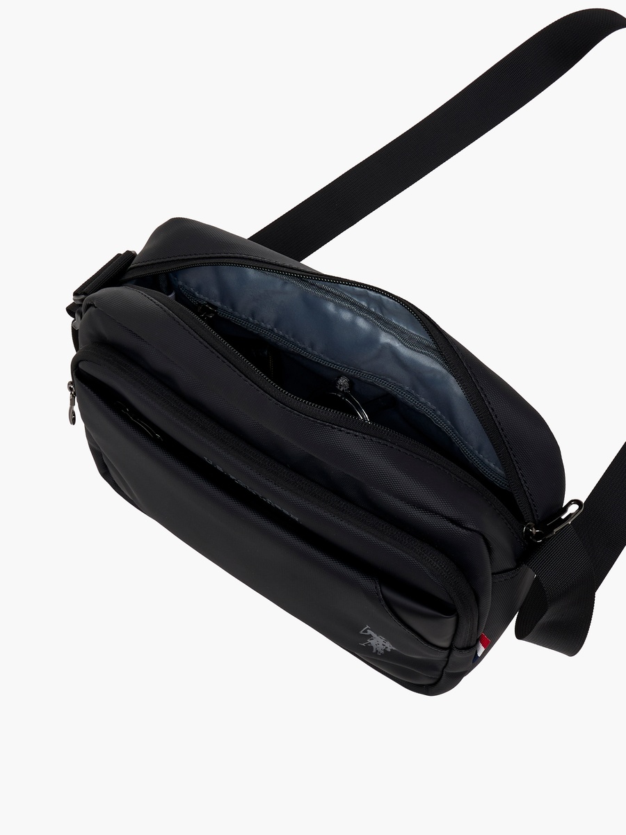 Solid Crossbody Bag with Adjustable Strap and Zip Closure