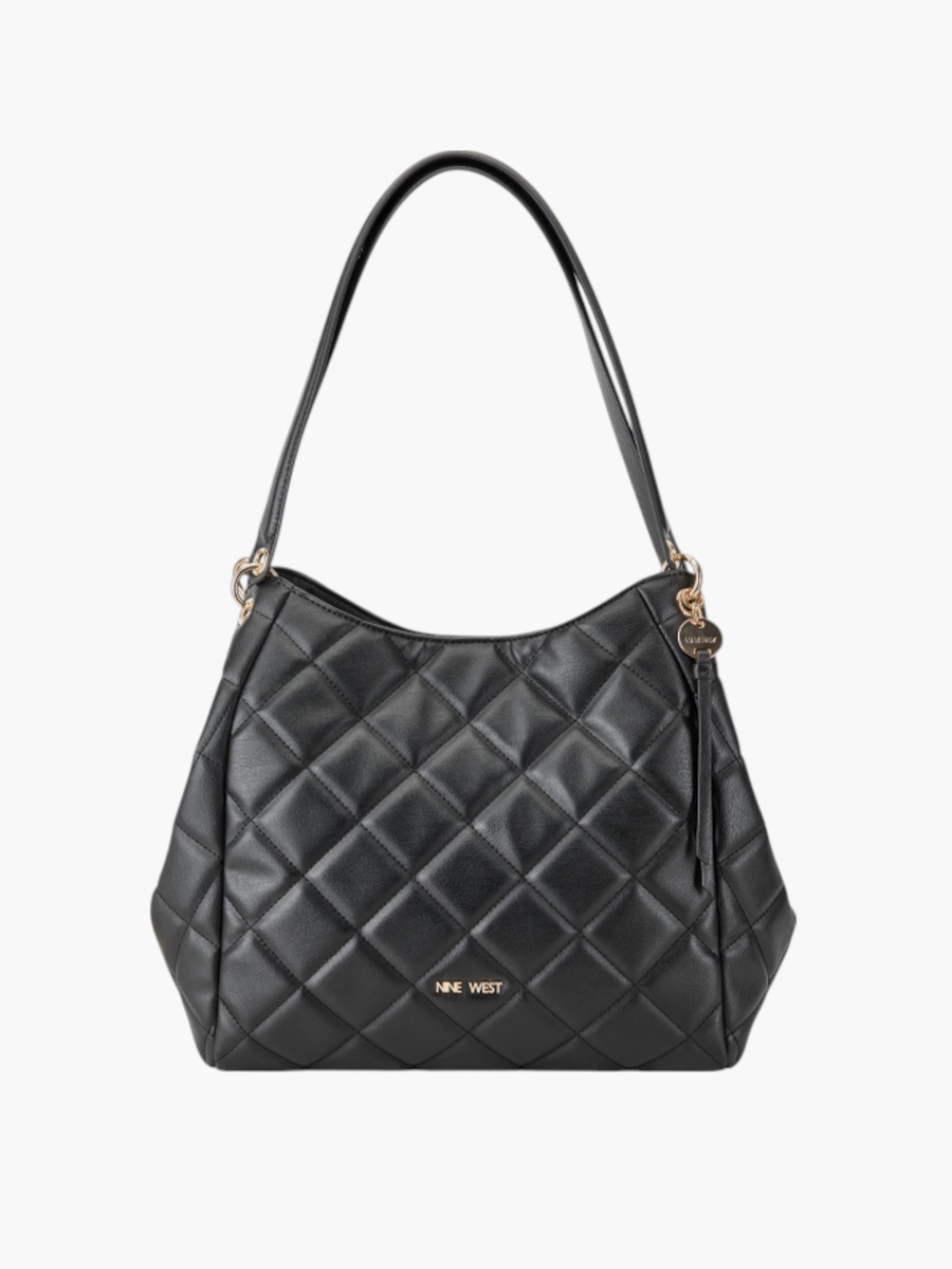 Quilted Tote Bag with Button Closure