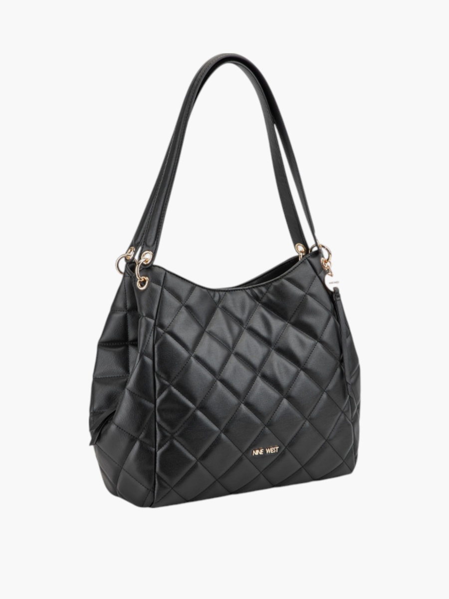 Quilted Tote Bag with Button Closure