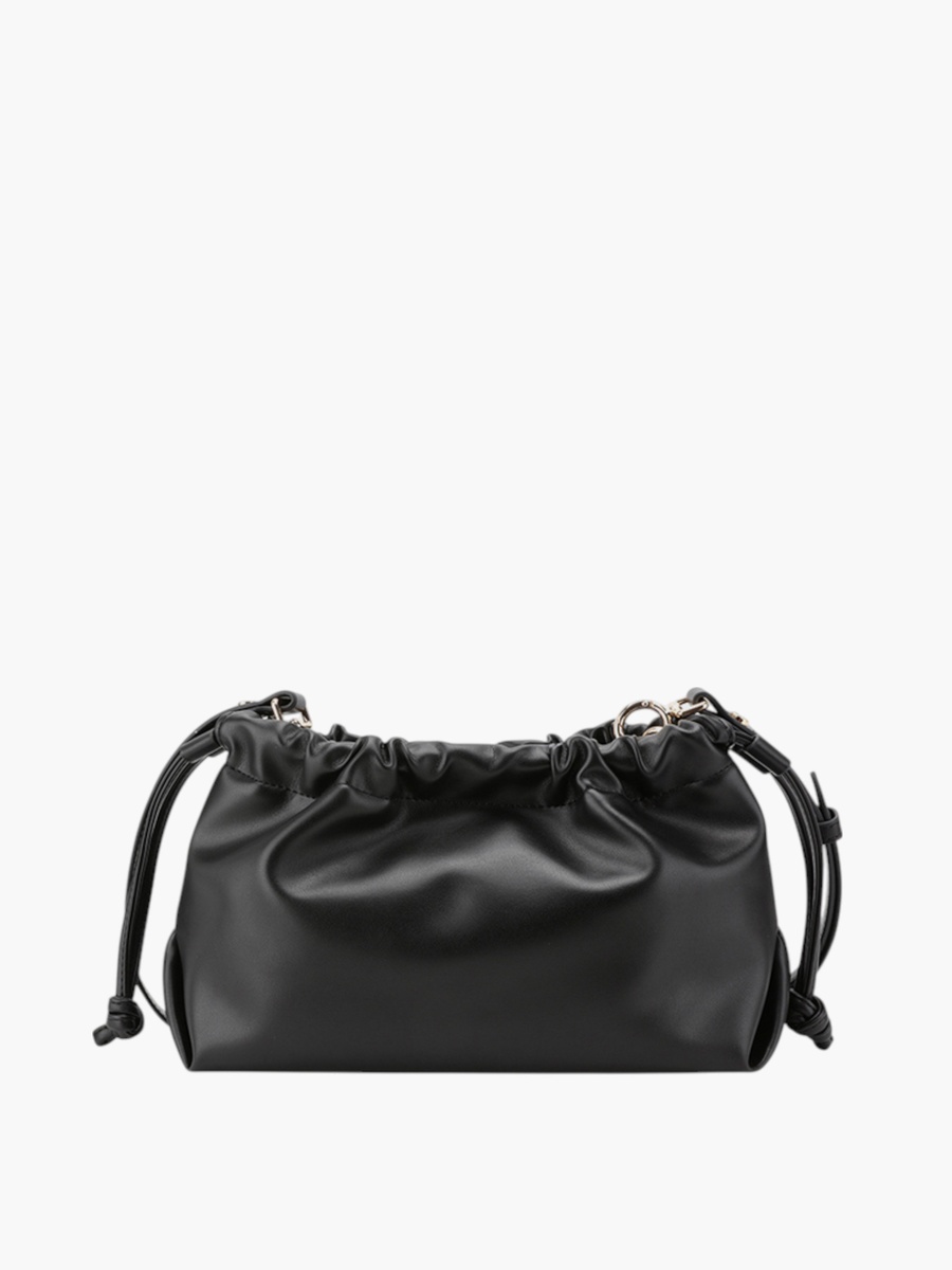 Solid Crossbody Bag with Adjustable Strap and Drawstring Closure