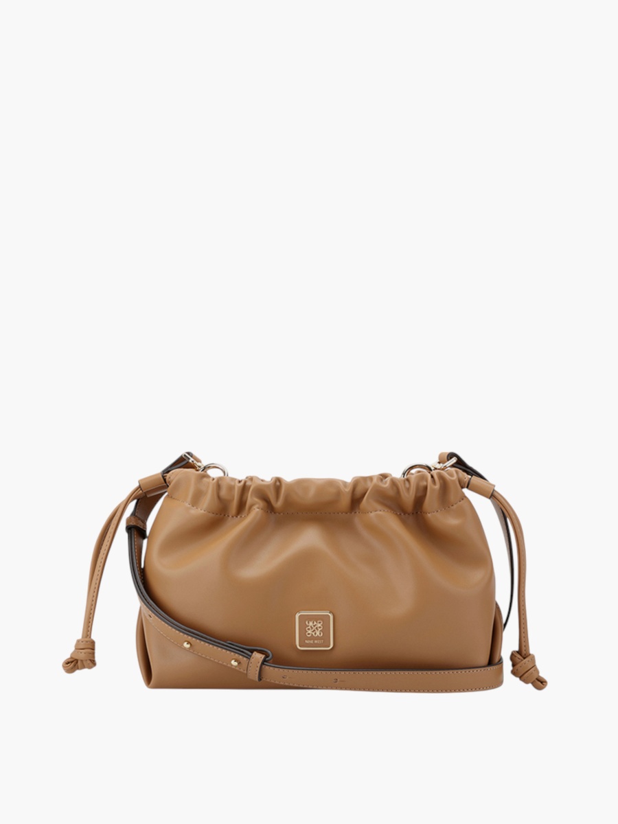 Solid Sling Bag with Drawstring Closure