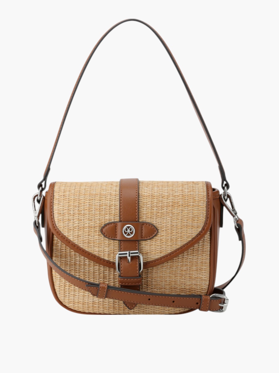 Textured Crossbody Bag with Button Closure