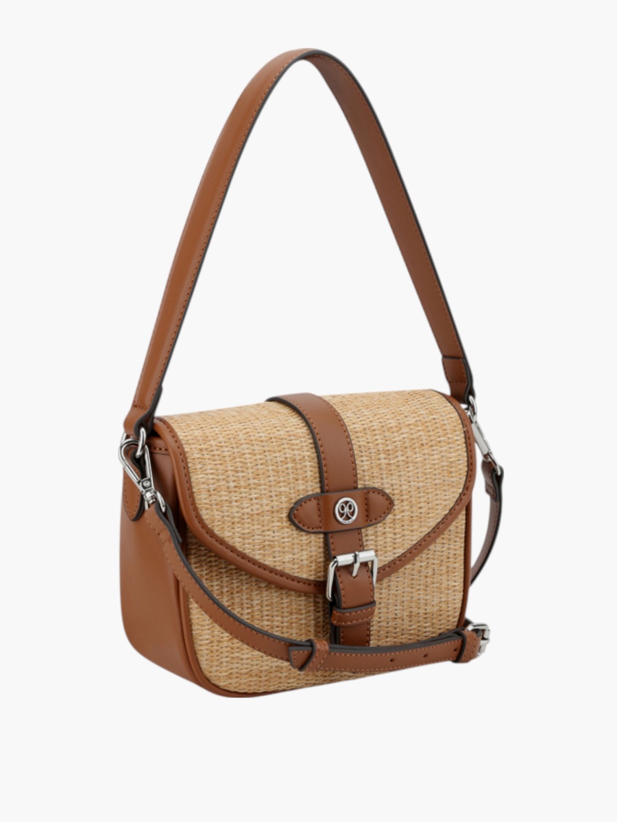 Textured Crossbody Bag with Button Closure