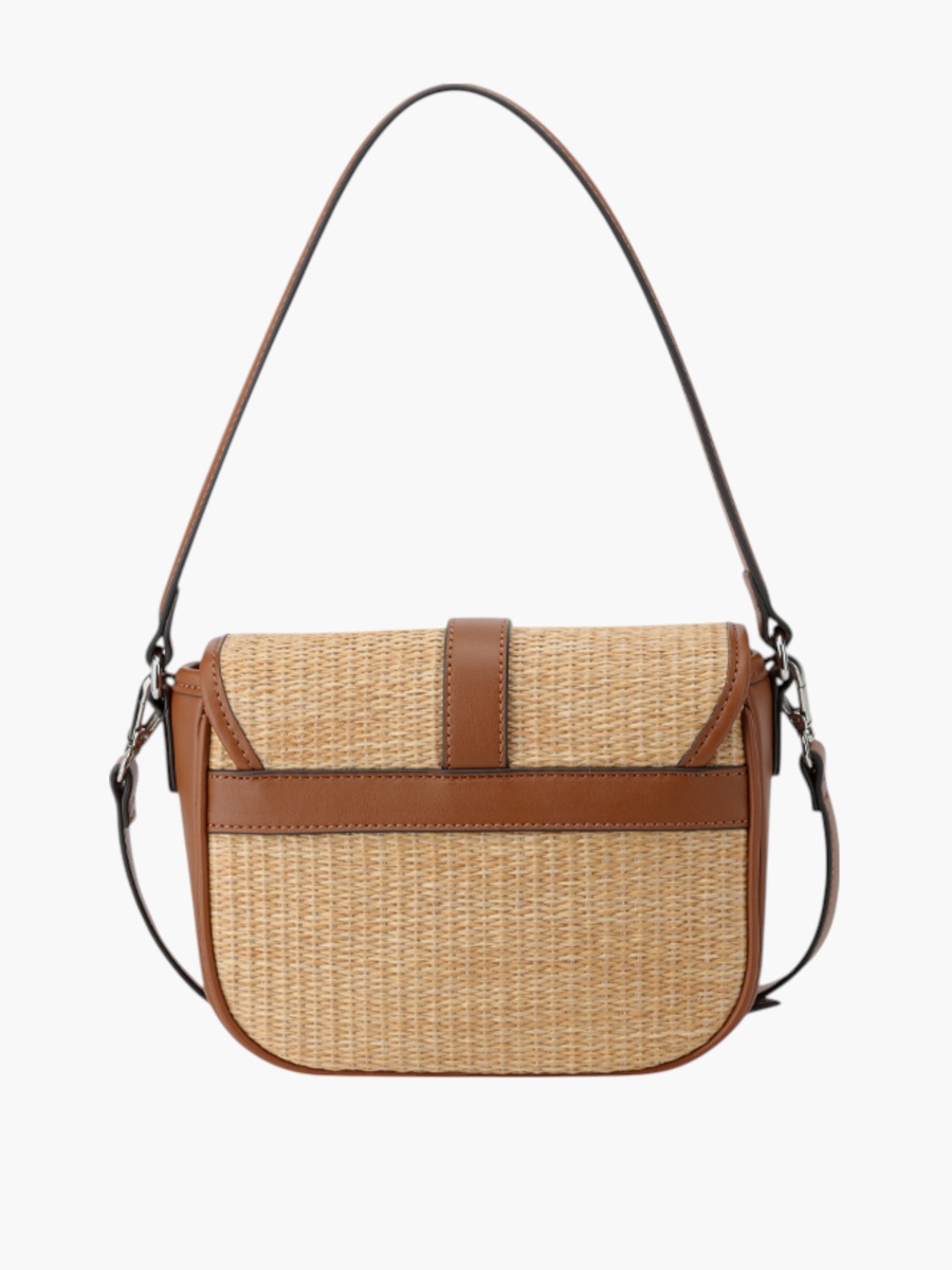 Textured Crossbody Bag with Button Closure