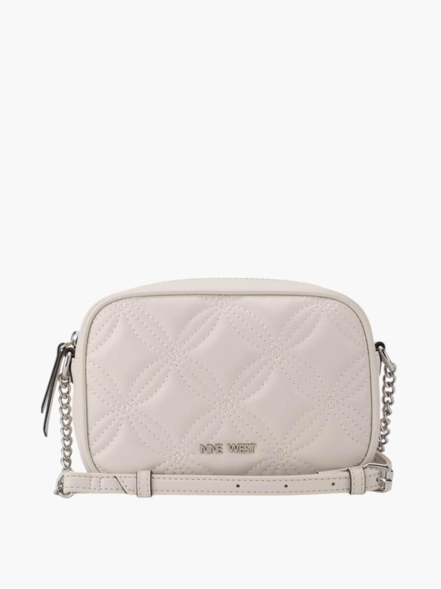 Quilted Crossbody Bag with Chain Strap and Zip Closure