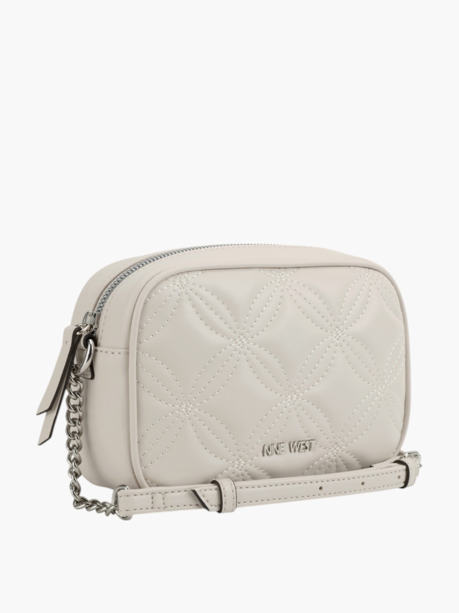 Quilted Crossbody Bag with Chain Strap and Zip Closure