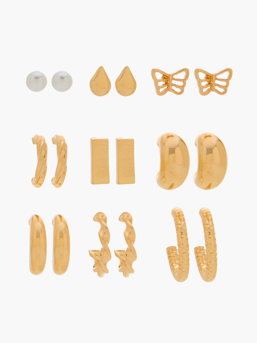 Assorted Earrings with Pushback Closure - Set of 9