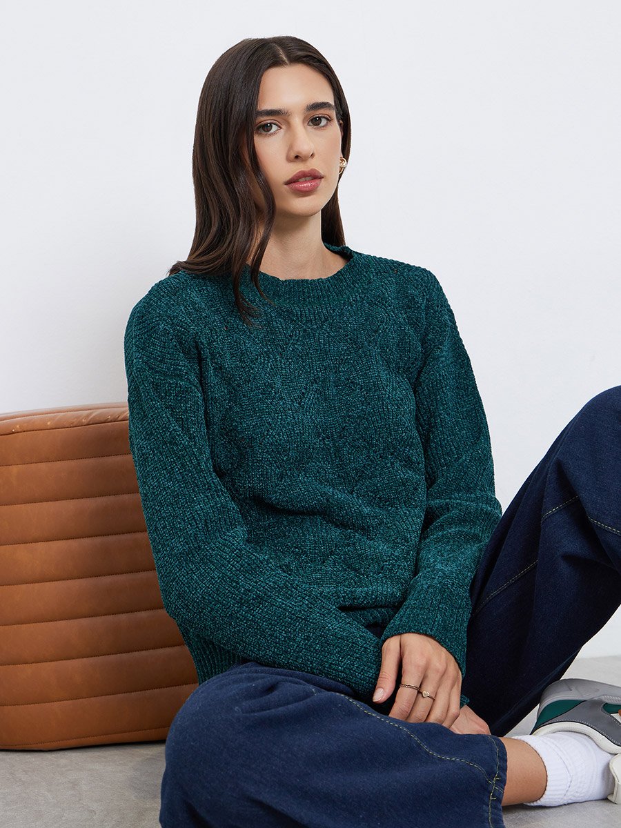 Emerald Green Knit Oversized Sweater
