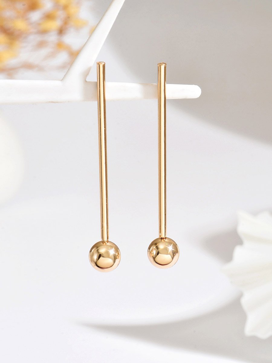 Women Gold Ball Dangle Earrings