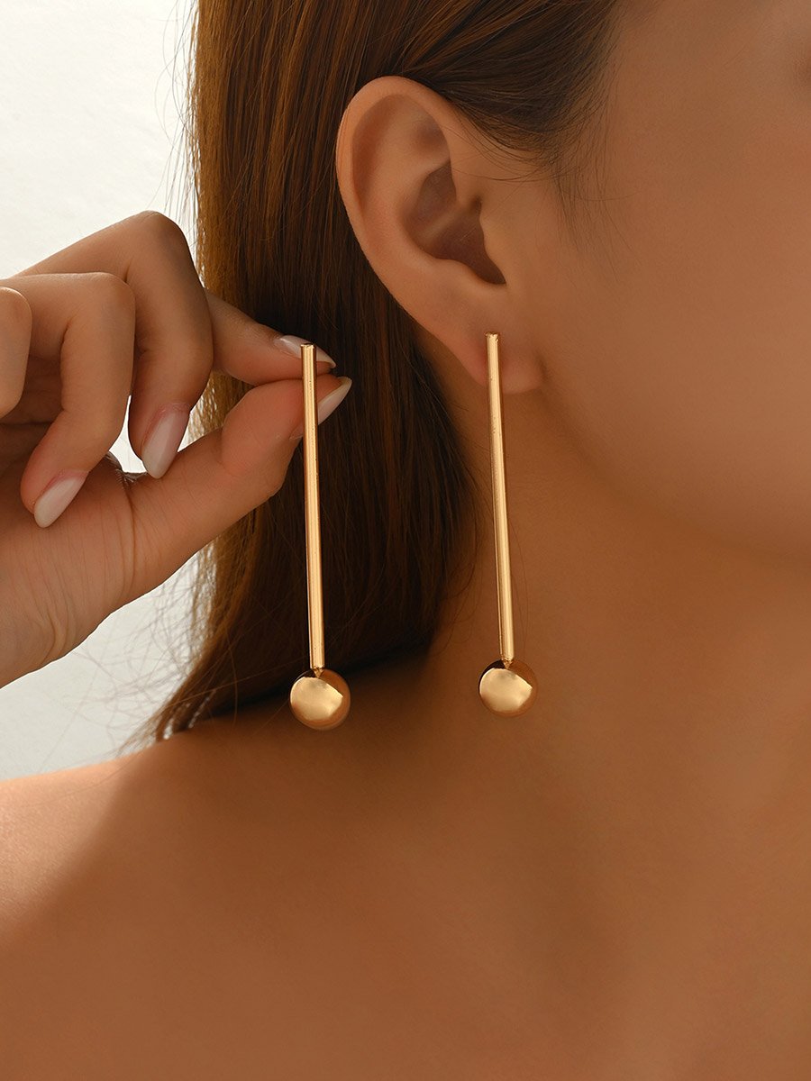 Women Gold Ball Dangle Earrings