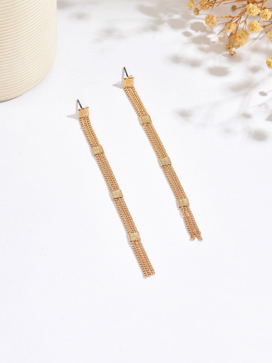 Women Gold Tassel Earrings
