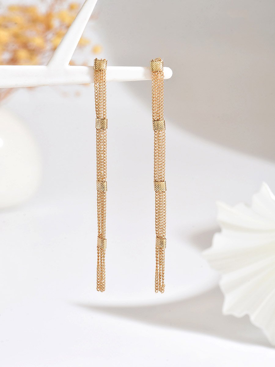 Women Gold Tassel Earrings