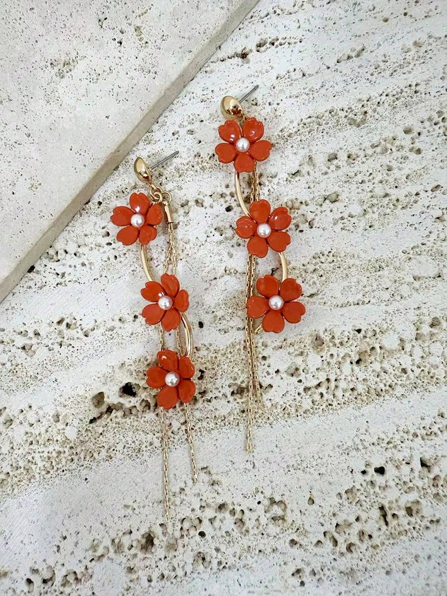 Women Flower Tassel Earrings