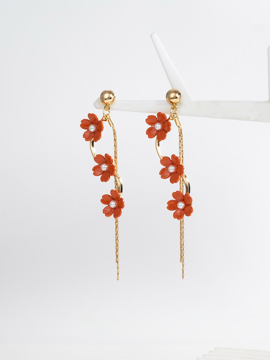 Women Flower Tassel Earrings