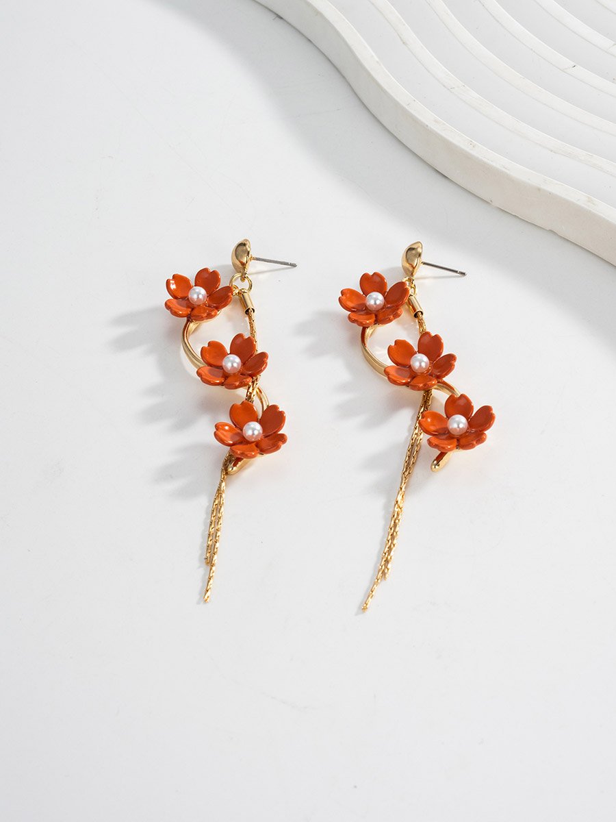 Women Flower Tassel Earrings