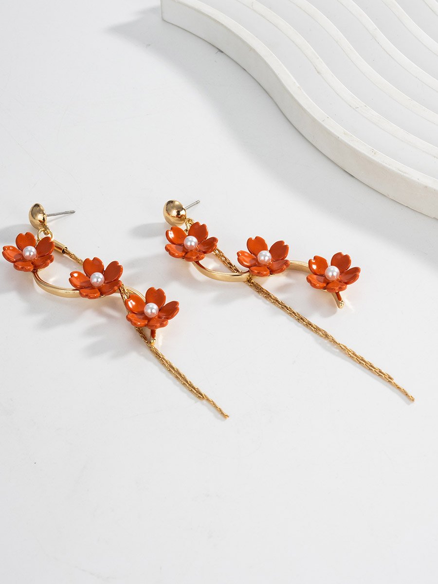 Women Flower Tassel Earrings