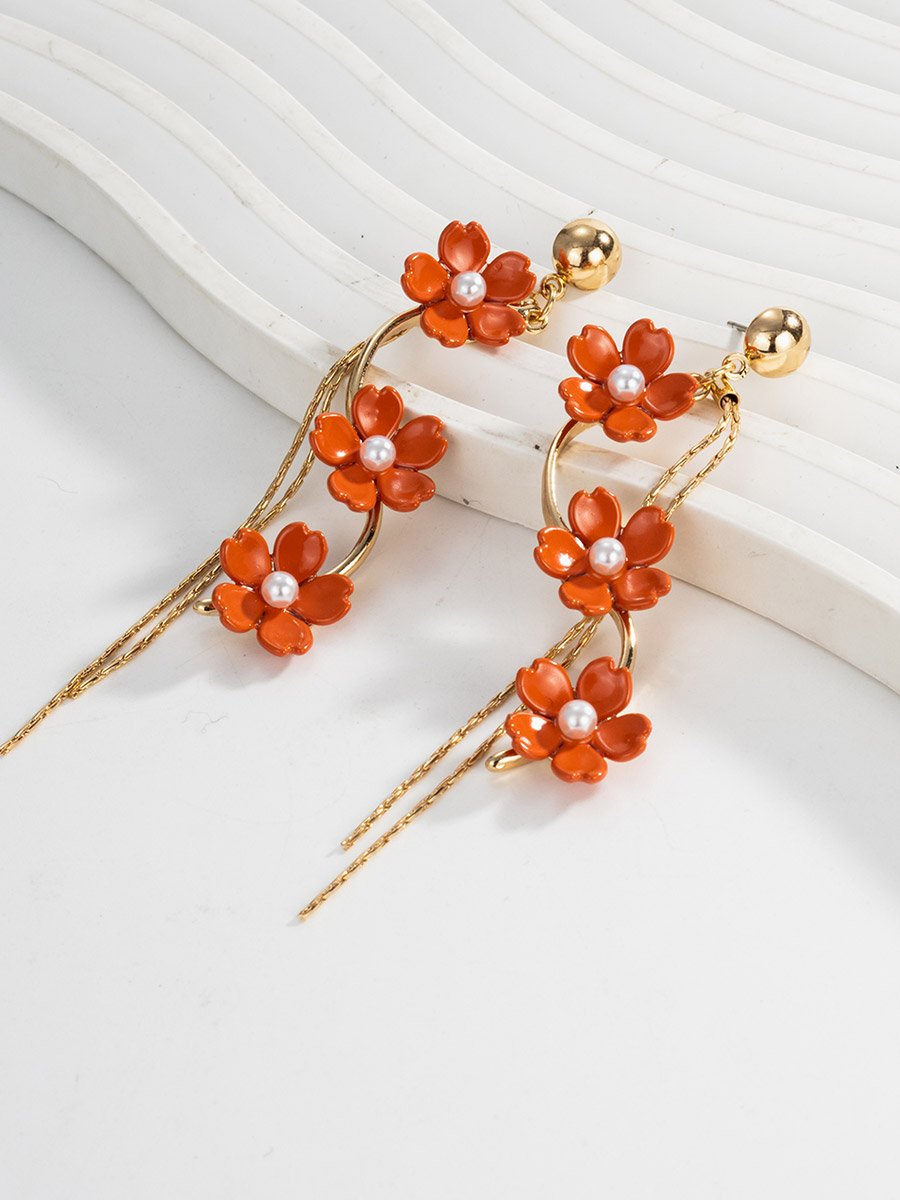 Women Flower Tassel Earrings