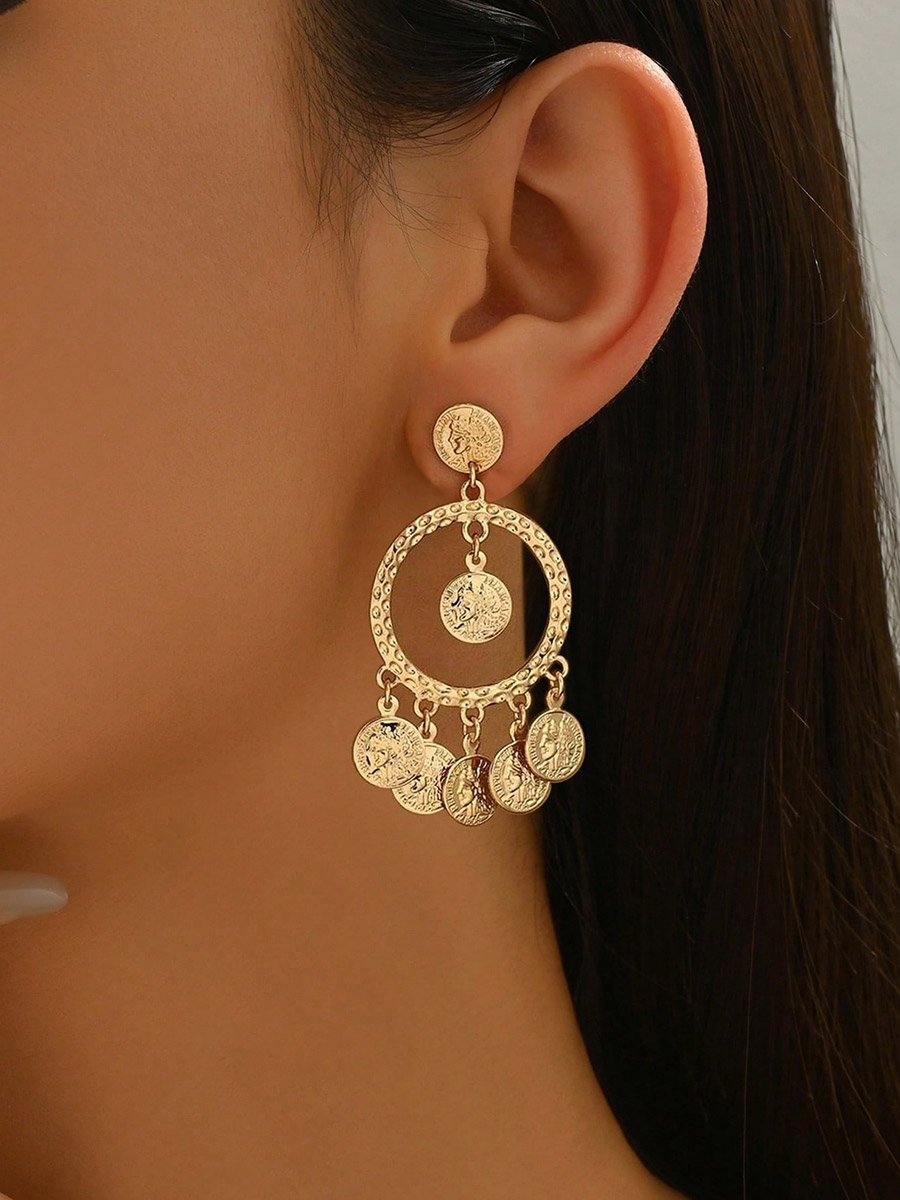 Women Coin Drop Dangle Earrings