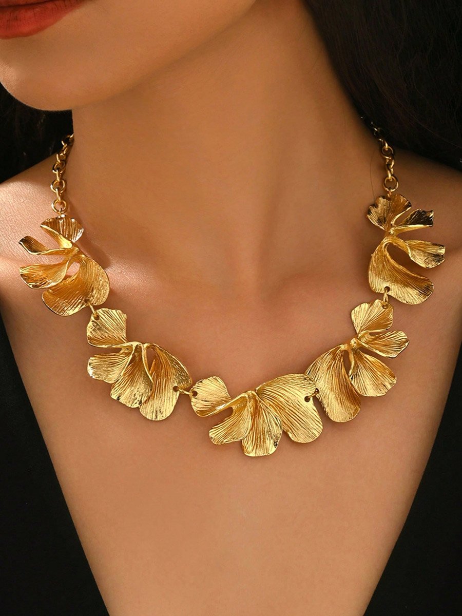 Women Gold Floral Statement Necklace
