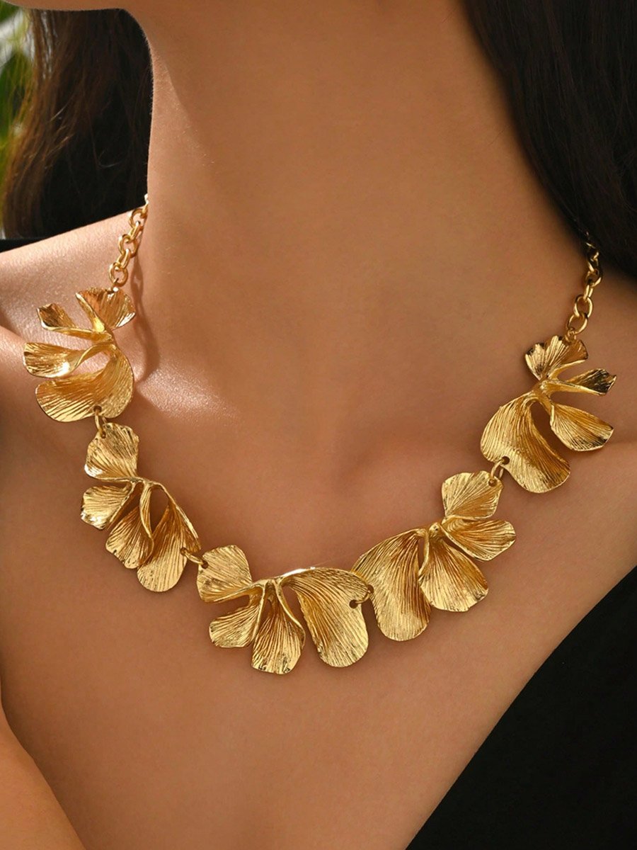 Women Gold Floral Statement Necklace