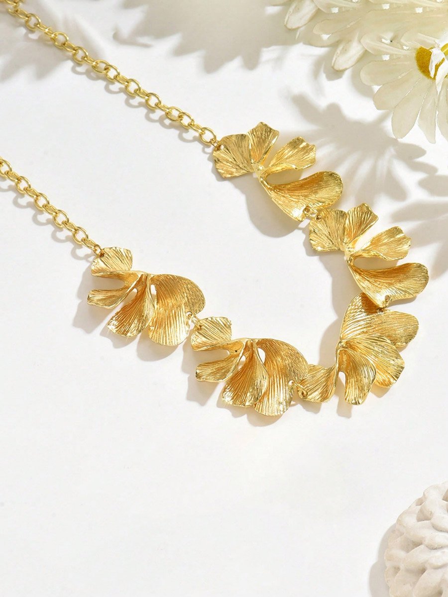 Women Gold Floral Statement Necklace
