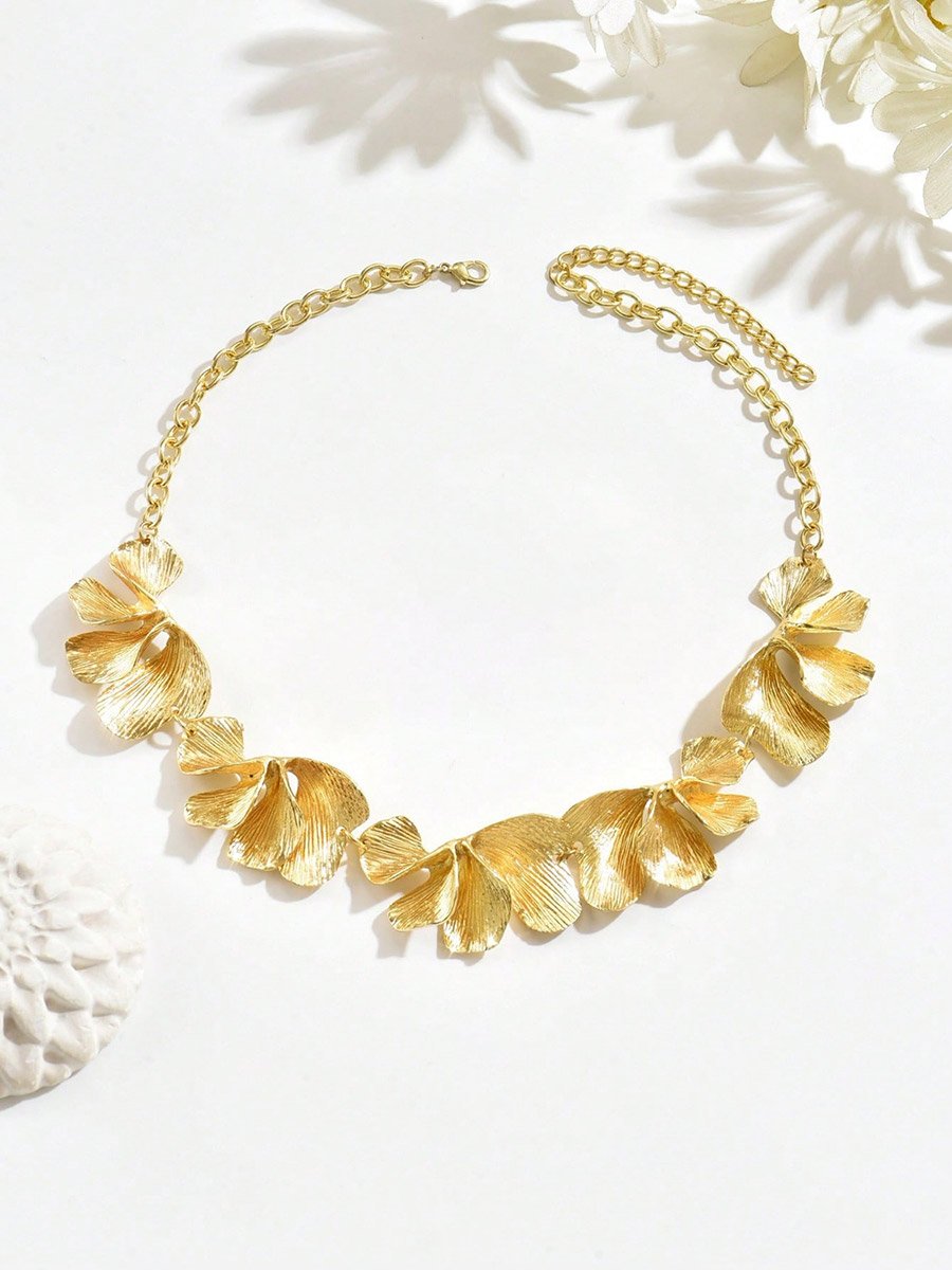 Women Gold Floral Statement Necklace