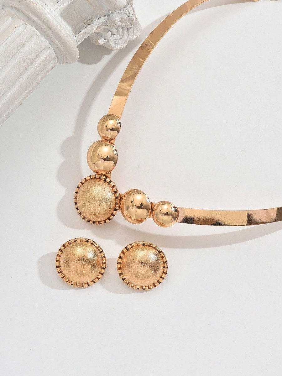 Women Gold Geometric Necklace and Earrings Set