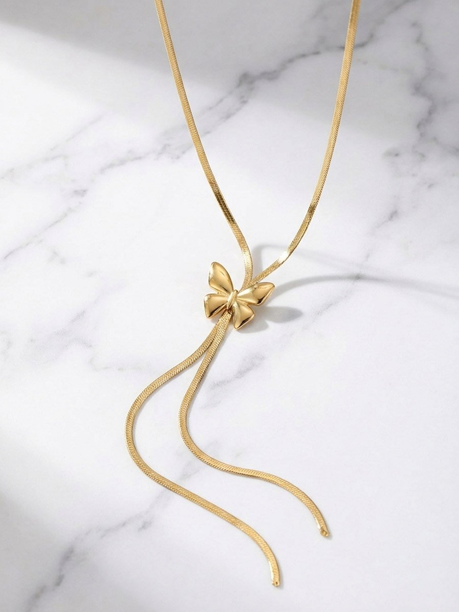 Butterfly Adjustable Flat Snake Chain Necklace