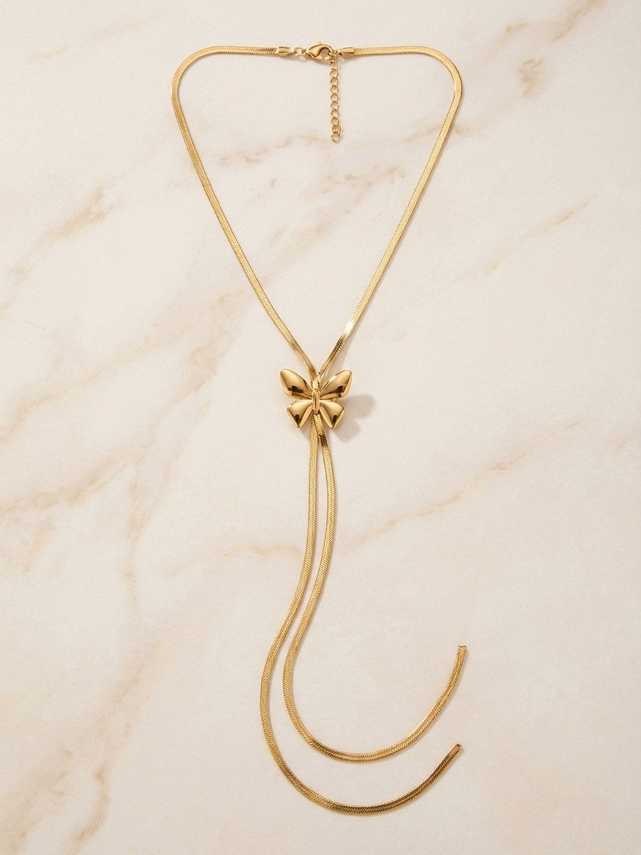 Butterfly Adjustable Flat Snake Chain Necklace