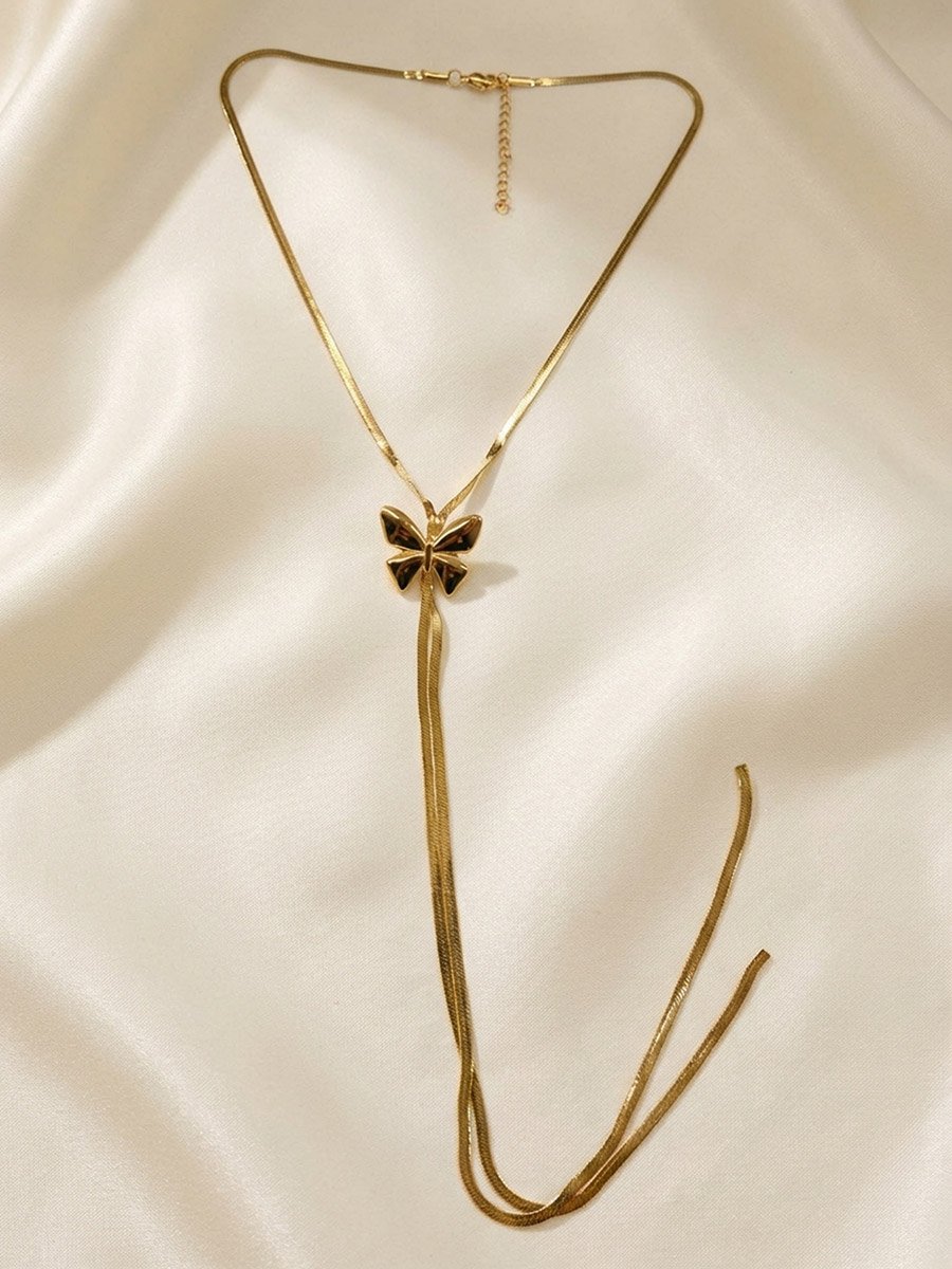 Butterfly Adjustable Flat Snake Chain Necklace